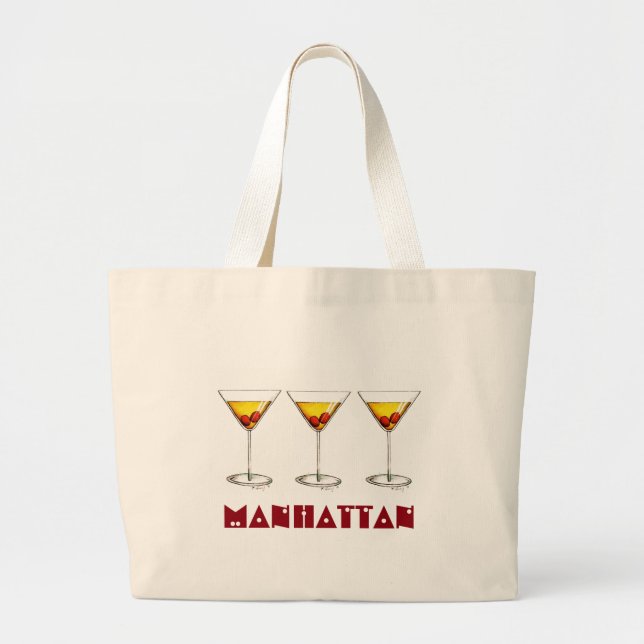 Manhattan New York City NYC Cocktail Cocktails Bag Jumbo Stoffbeutel (Vorne)