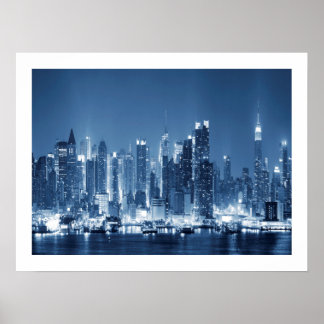 Manhattan New York City Panoramic View Wood Poster