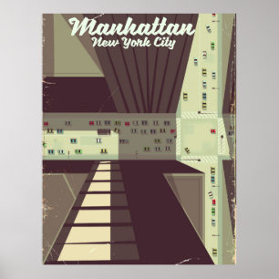 Manhattan New York City Reiseplakat. Poster