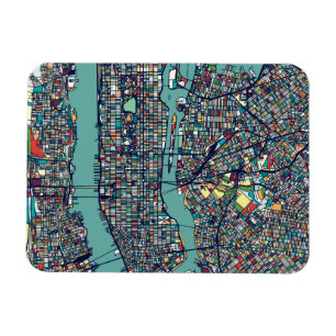 Manhattan New York Map Magnet