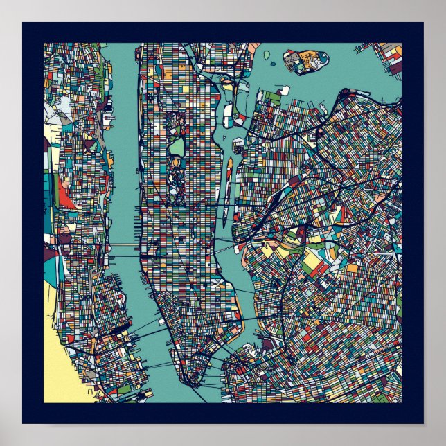 Manhattan New York Map Poster (Vorne)