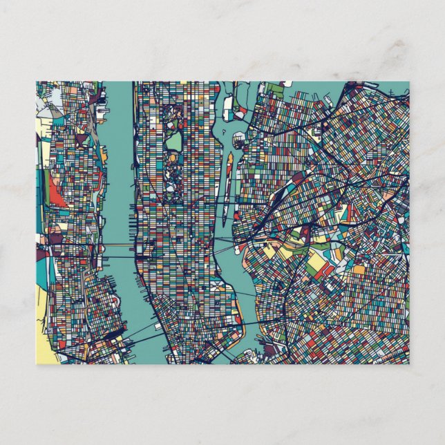 Manhattan New York Map Postkarte (Vorderseite)