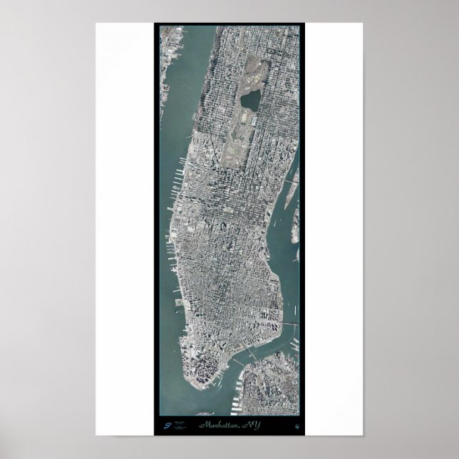 Manhattan, New York (NY), aus dem Satelliten-Weltr Poster (Vorne)