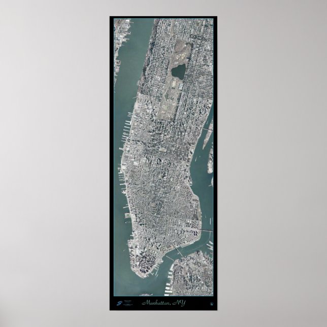 Manhattan, New York (NY), aus dem Satelliten-Weltr Poster (Vorne)