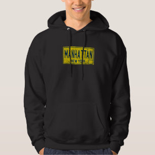 Manhattan New York NY Retro USA Neighhood Licen Hoodie