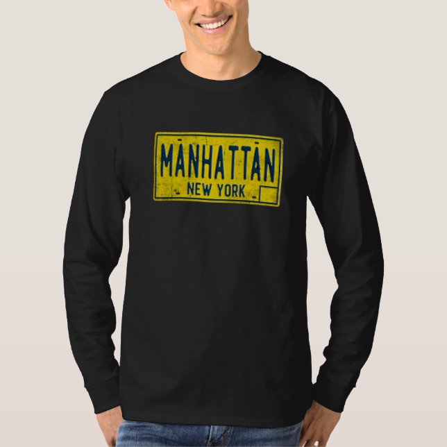 Manhattan New York NY Retro USA Neighhood Licen T-Shirt (Vorderseite)