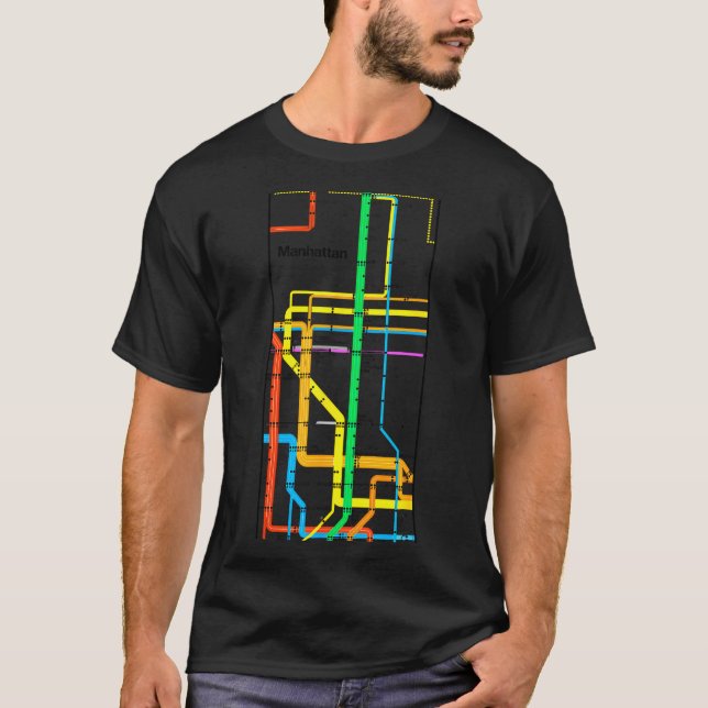 Manhattan New York Nyc Subway Map Retro Rail Trans T-Shirt (Vorderseite)