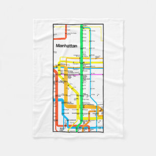 Manhattan New York Nyc U-Bahn-Karte Retro-Schiene Fleecedecke