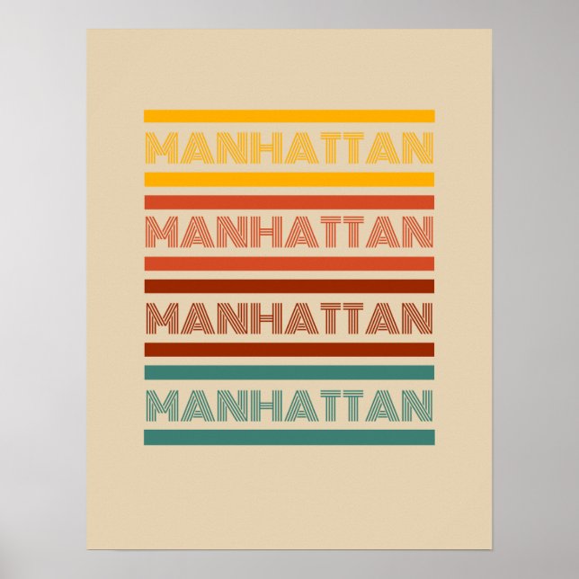 Manhattan New York, Retro Design Poster (Vorne)