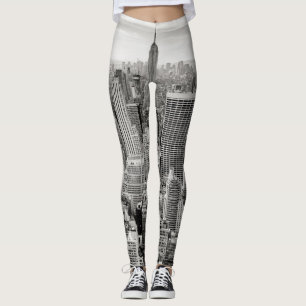Manhattan, New York (Schwarz-Weiß-Panorama) Leggings