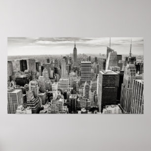 Manhattan, New York (Schwarz-Weiß-Panorama) Poster
