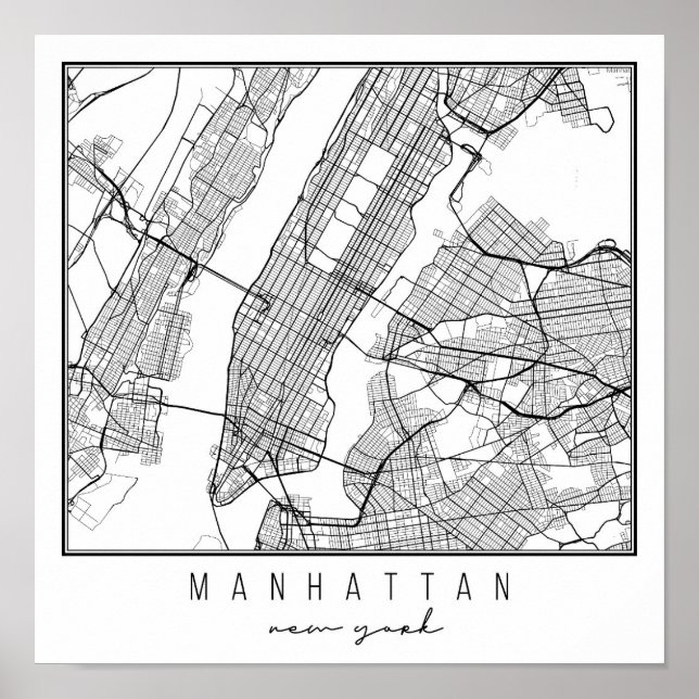 Manhattan New York Street Map Poster (Vorne)