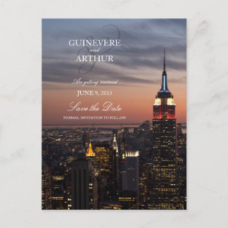 Manhattan New York Sunset Wedding Save the Date Ankündigungspostkarte