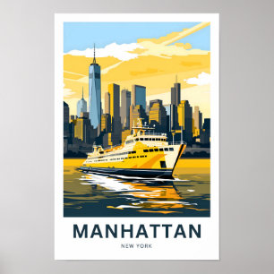 Manhattan New York Travel Print Poster