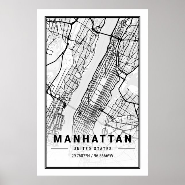 Manhattan New York USA Cities Travel City Map Poster (Vorne)