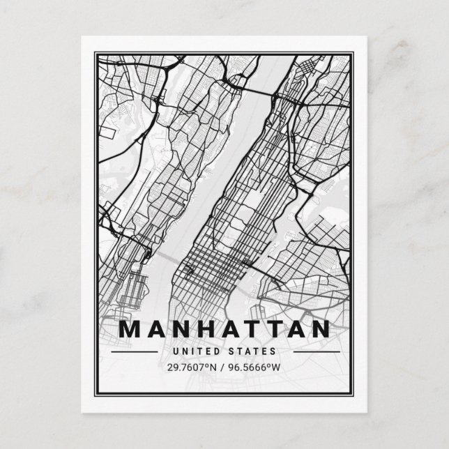 Manhattan New York USA Travel City Map Postkarte (Vorderseite)