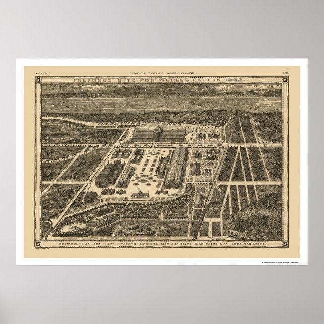 Manhattan New York World Fair Map 1883 Poster (Vorne)