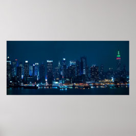 Manhattan Night Panorama Poster