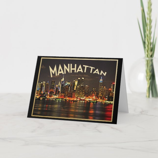 Manhattan Night Skyline Karte (Vorderseite)