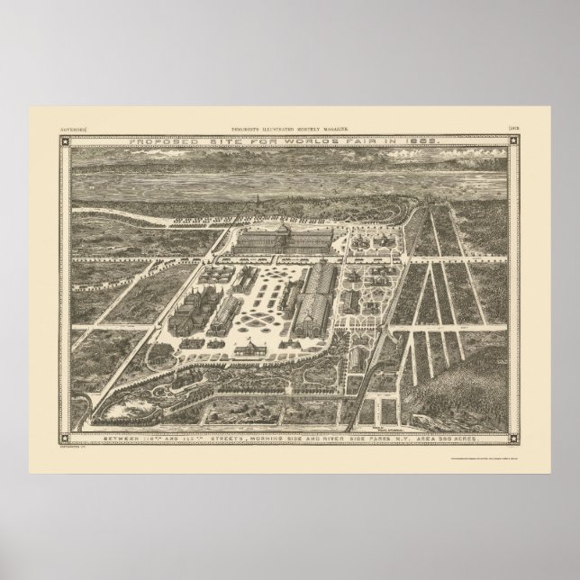 Manhattan, NY Panoramic Map - 1883 Poster (Vorne)