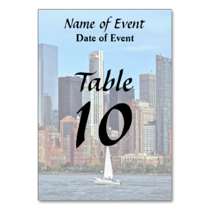 Manhattan NY - Sailboat By Manhattan Skyline Tischnummer
