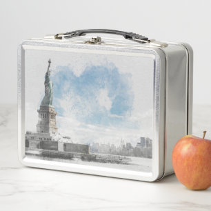 Manhattan NYC Freiheitsstatue Metall-Lunchbox Metall Brotdose