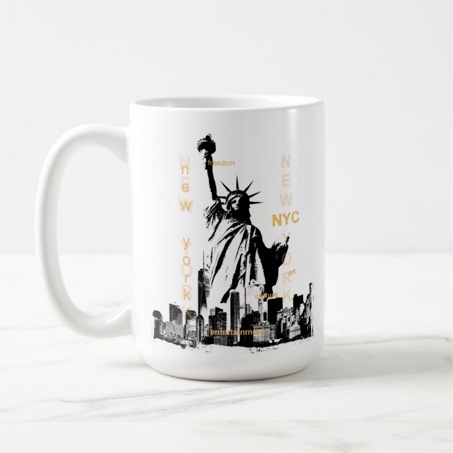 Manhattan Nyc Liberty Statue Modern New York Kaffeetasse (Links)