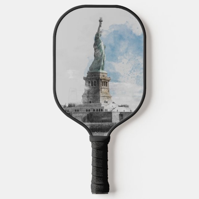 Manhattan Nyc Liberty Statue Pickleball Schläger (Vorderseite)