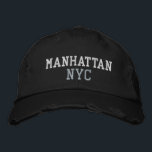 MANHATTAN NYC White Gray Black Vintag Style Bestickte Baseballkappe<br><div class="desc">BROOKLYN NYC Weiß und Grau Stickerei auf Schwarz Not leidenden Vintagen Baumwollhut. Die Stickerei kann an andere Farbeinstellungen angepasst werden,  indem Sie die Schaltfläche "Design bearbeiten" auswählen. Außerdem ist die Möglichkeit verfügbar,  die gewünschte Farbe auf der Hauptseite auszuwählen.</div>