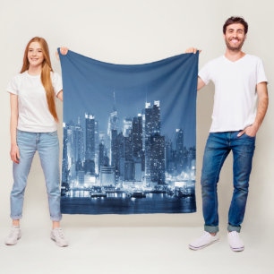 Manhattan Panoramasicht Night Skyline Fleecedecke