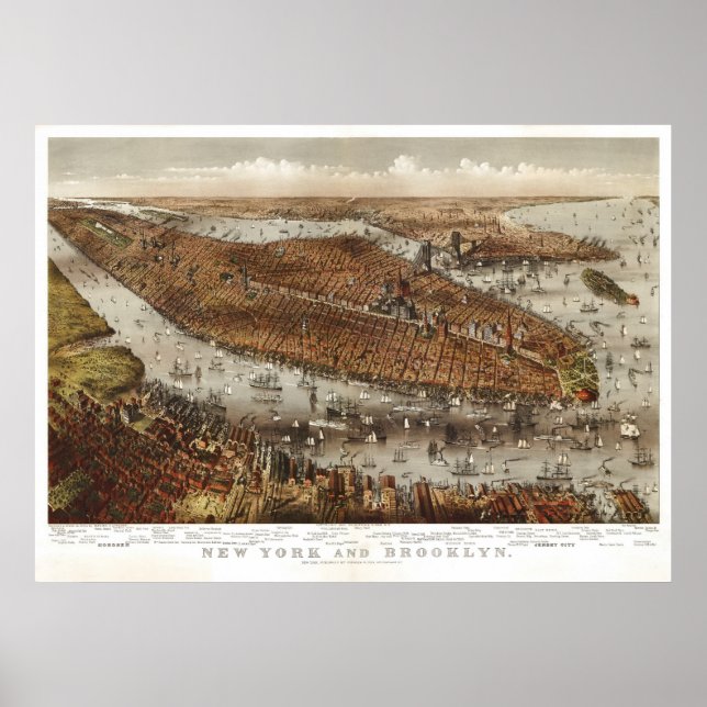 Manhattan (Parsons & Atwater) 1875, BigMapBlog.com Poster (Vorne)