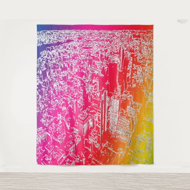 Manhattan Regenbogen Wandteppich (Vorderseite)