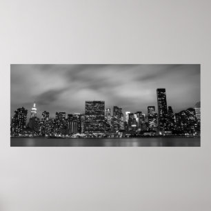 Manhattan Skyline bei Nacht Poster