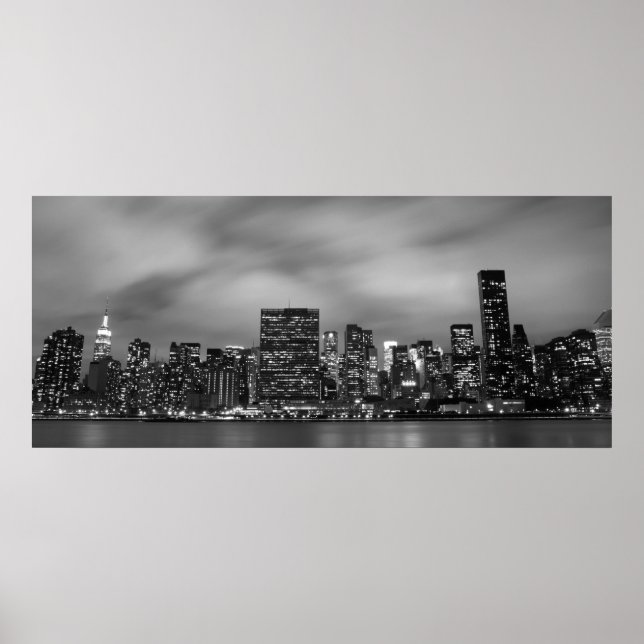 Manhattan Skyline bei Nacht Poster (Vorne)