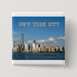 Manhattan Skyline New York City USA Button