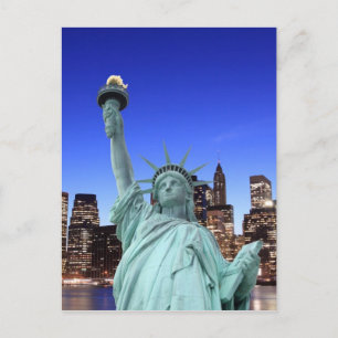 Manhattan Skyline und Die Freiheitsstatue Postkarte