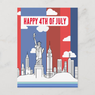 Manhattan Skyline und Freiheitsstatue 4. Juli Postkarte