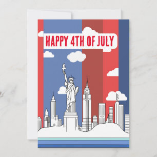 Manhattan-Skyline und Freiheitsstatue am 4. Juli Feiertagskarte