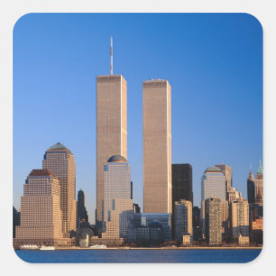 Manhattan Skyline und Hudson River, New York, 2 Quadratischer Aufkleber