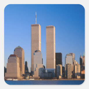 Manhattan Skyline und Hudson River, New York, 2 Quadratischer Aufkleber