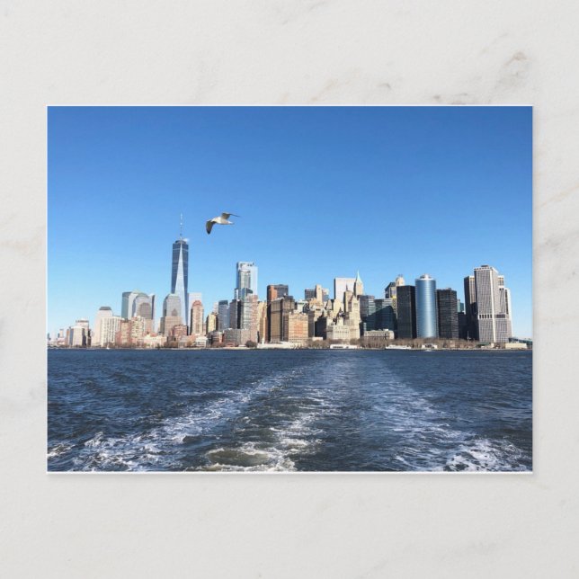 Manhattan Skyline von Ferry, New York City Postkarte (Vorderseite)