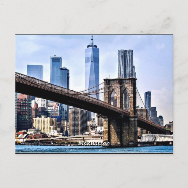 Manhattan, Stadtbild mit Wolkenkratzern Postkarte (Vorderseite)