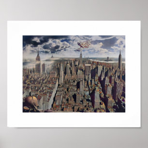 Manhattan Surrealist View c1920s Art Inspiriert Poster