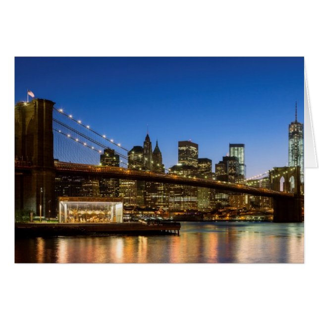 Manhattan und Brooklyn Bridge bei Dämmerung (Vorderseite (Horizontal))