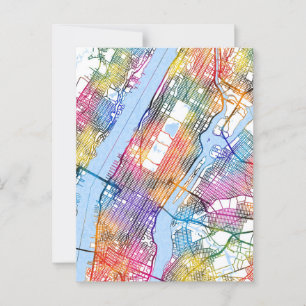 Manhattan USA City Map Postkarte