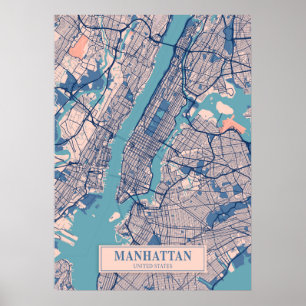 Manhattan - Vereinigte Staaten Breezy City Map Poster