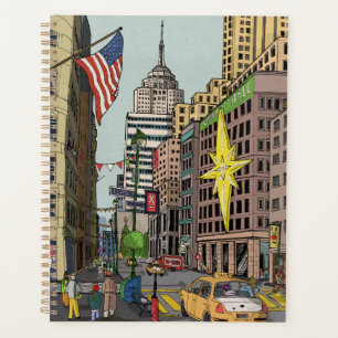 Manhattan Winter New York Weihnachts-Illustration Planer
