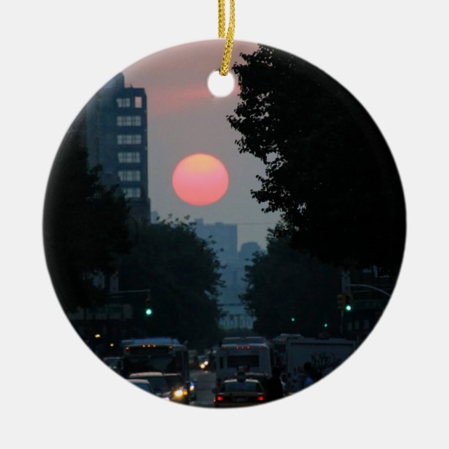 Manhattanhenge: Einstellung der pinkish orange Keramikornament (Vorne)