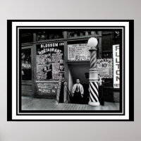 Manhatten Barber Shop Restaurant Poster 16 x 20