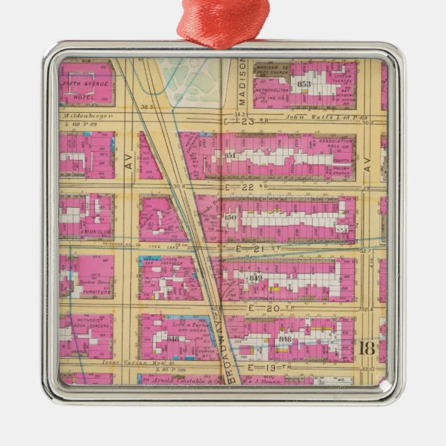 Manhatten, New York 12 Silbernes Ornament (Vorne)